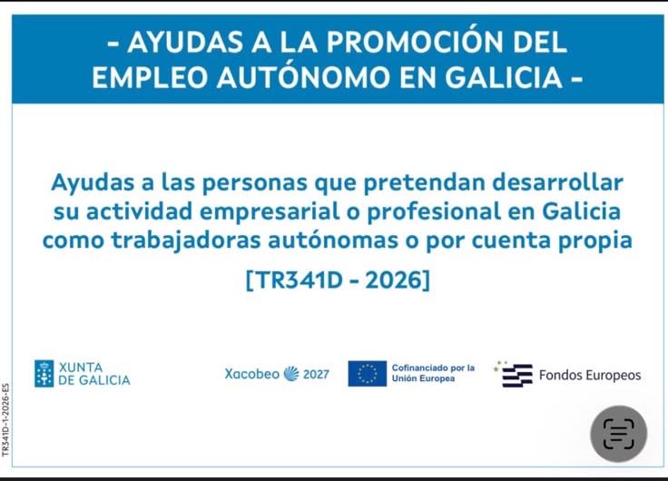 Ayudas a la promoción del empleo autónomo en Galicia - TR341D 2026